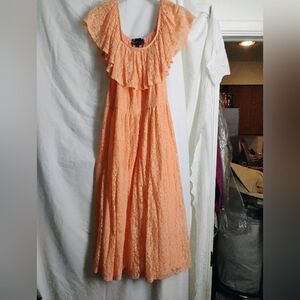 Peach Ruffled Midi Sundress